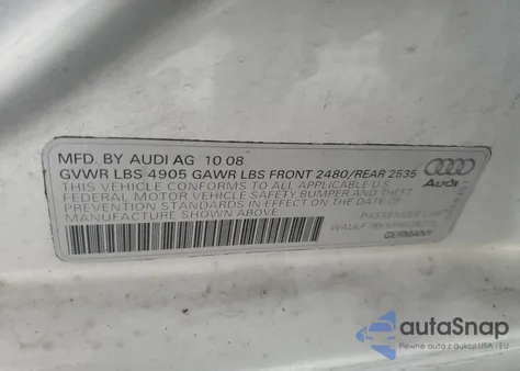 2009 Audi A4 2.0T Quattro из США, поврежденный, VIN WAULF78K59N038203